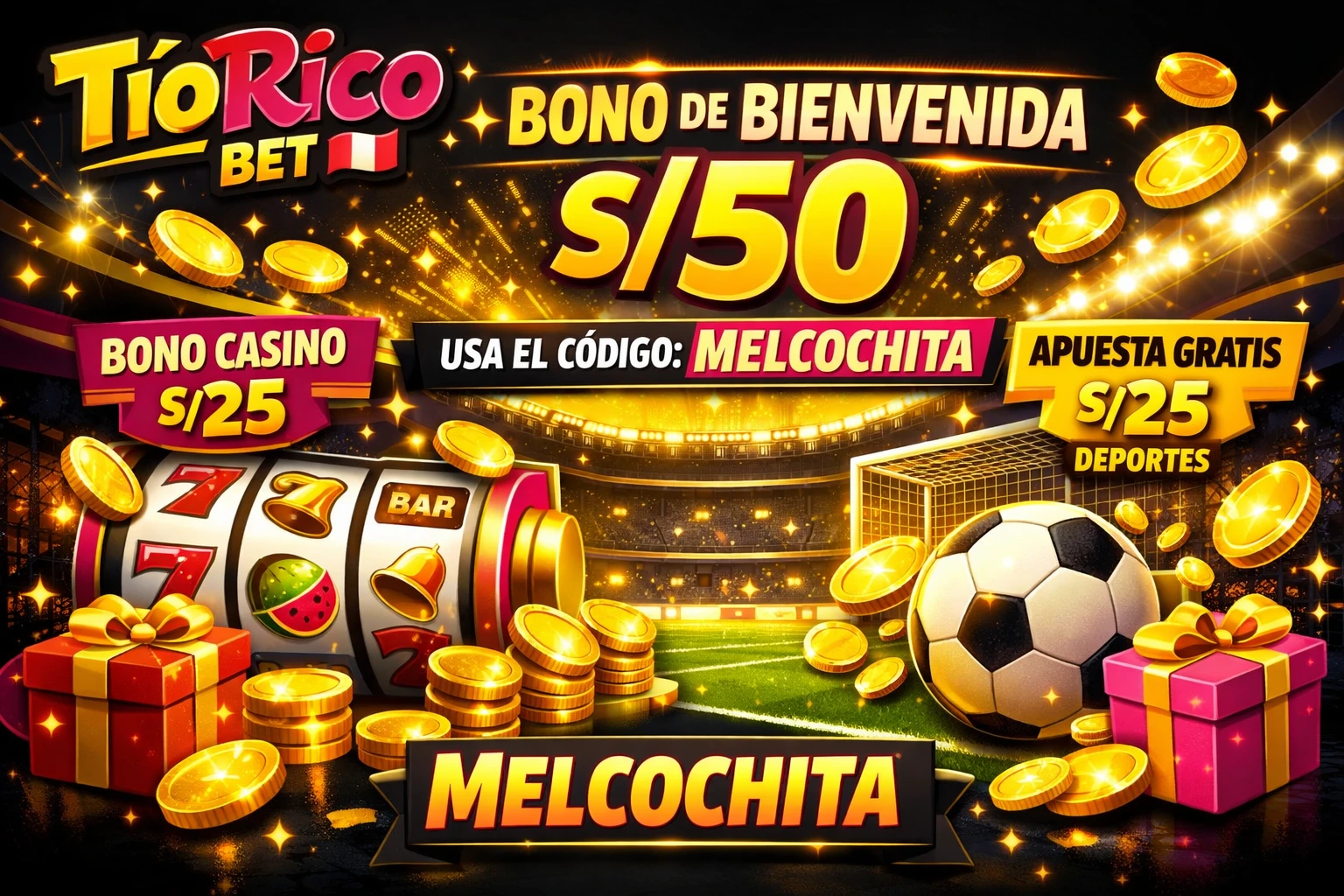 TioRico Bet Perú - bono de bienvenida S/50 con código MELCOCHITA